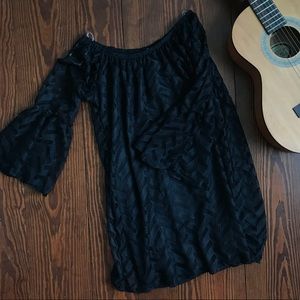 Pink blush maternity black lace dress